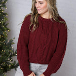Amelie Cable Knit Sweater - Wine FINAL SALE