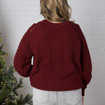 Amelie Cable Knit Sweater - Wine FINAL SALE