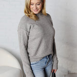 Amelina Cozy Drop Shoulder Sweater - Mocha