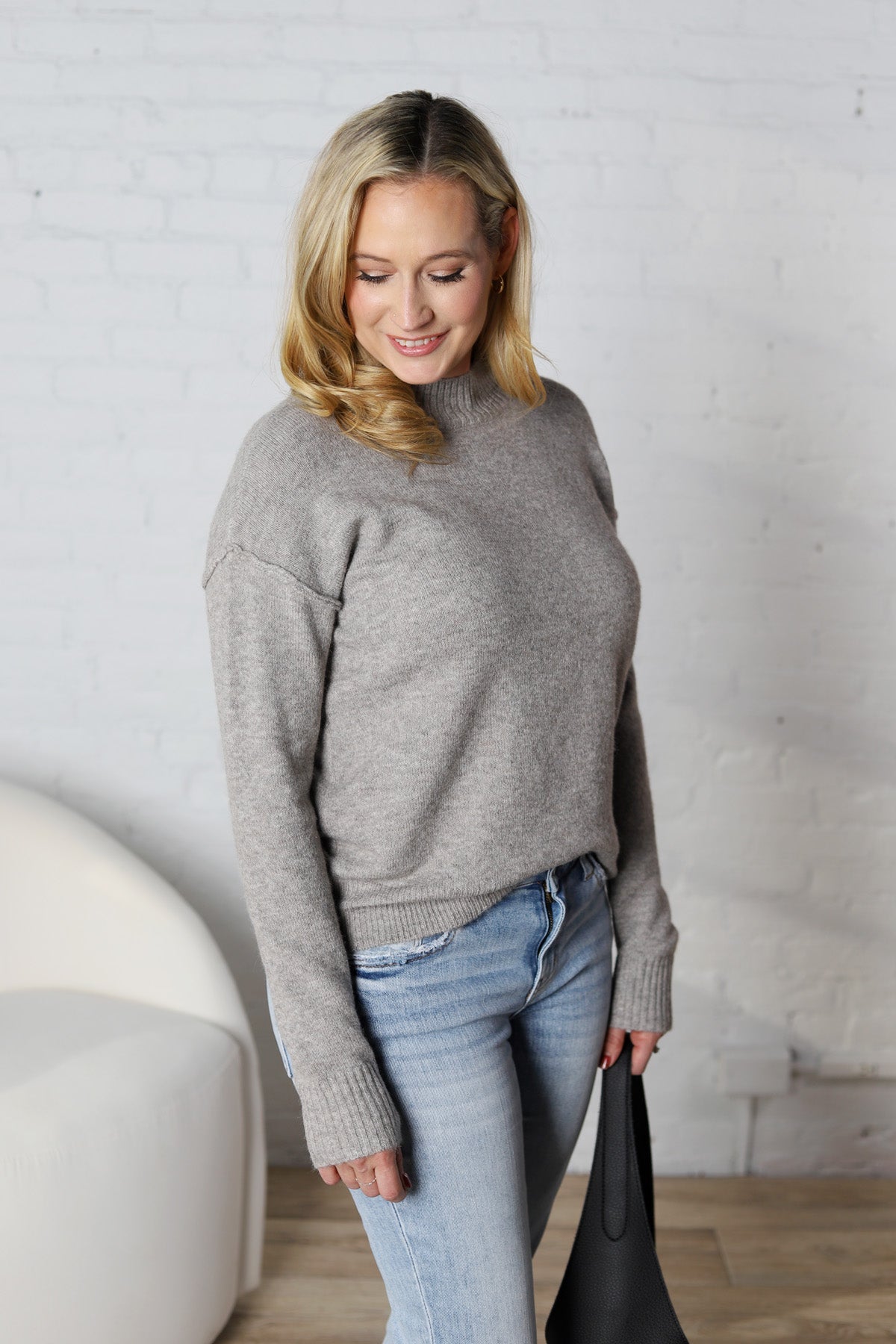 Amelina Cozy Drop Shoulder Sweater - Mocha