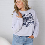 America Freedom 250 Cropped Sweatshirt - Lt Blue