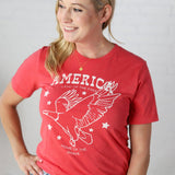 America Land of the Free Graphic Tee - Heather Red