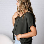 Amika V-Neck Blouse - Olive FINAL SALE