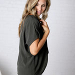 Amika V-Neck Blouse - Olive FINAL SALE