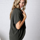 Amika V-Neck Blouse - Olive FINAL SALE