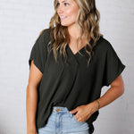 Amika V-Neck Blouse - Olive FINAL SALE