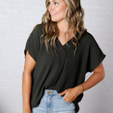 Amika V-Neck Blouse - Olive FINAL SALE