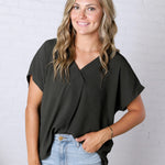 Amika V-Neck Blouse - Olive