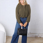 Amora Bubble Hem Long Sleeve Top - Olive