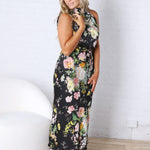 Anabelle Halter Neck Midi Dress - Black Floral