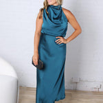 Anabelle Halter Neck Midi Dress - Teal