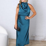 Anabelle Halter Neck Midi Dress - Teal
