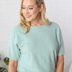 Anders Mixed Texture Soft Dolman Sweater Top - Jade