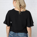 Andria Cape Sleeve Blouse - Black - FINAL SALE