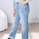 Anika High Rise Straight Leg with Cuffed Hem