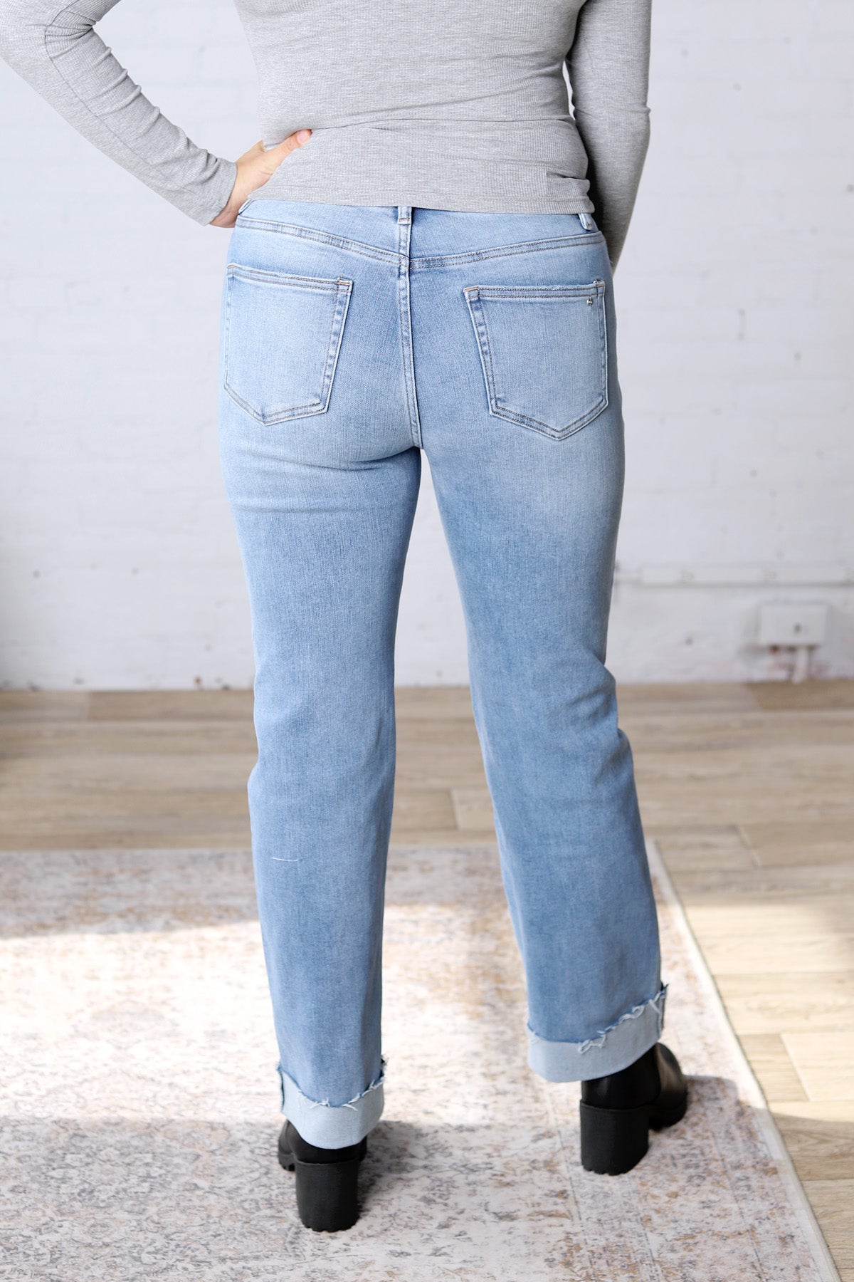 Anika High Rise Straight Leg with Cuffed Hem
