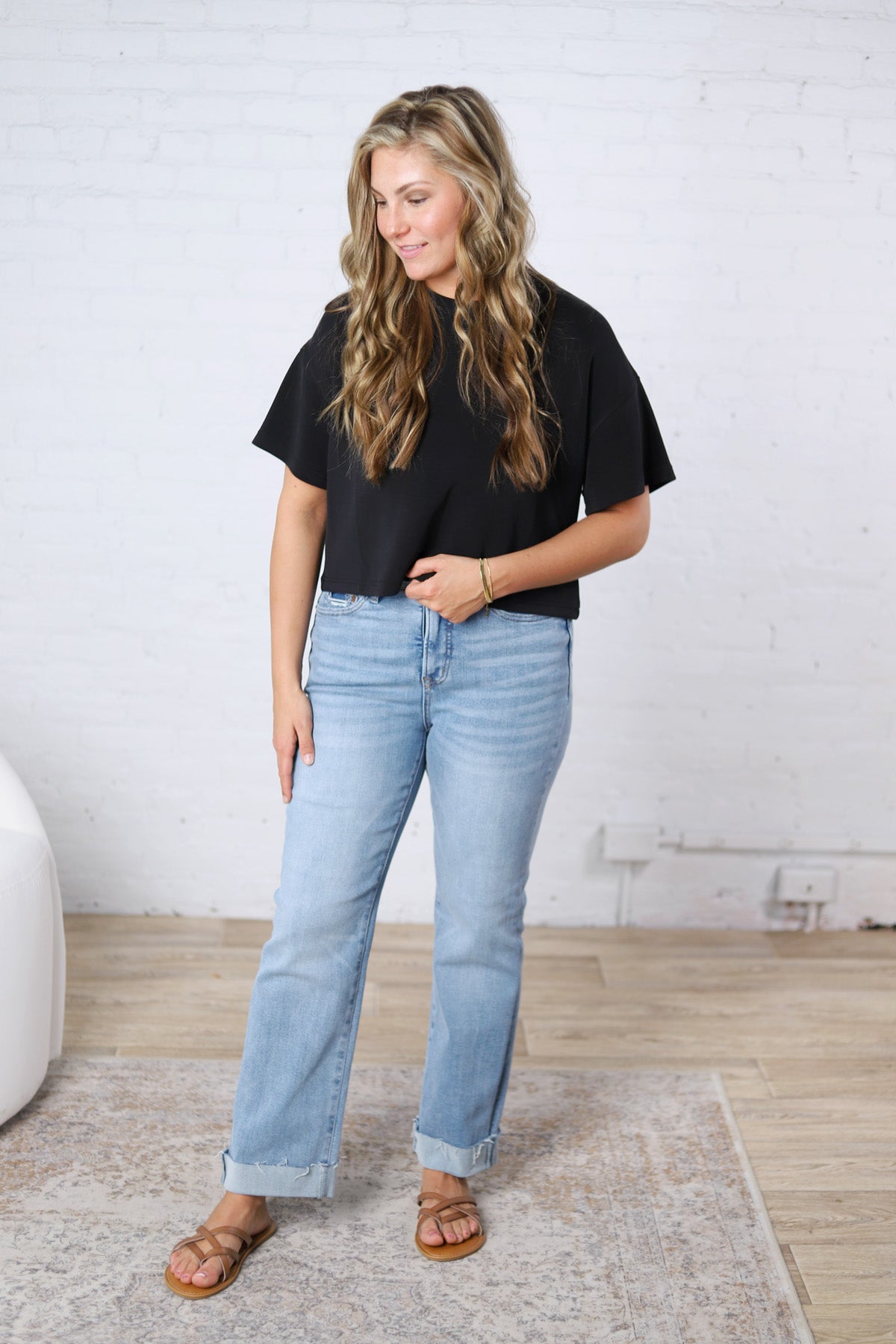 Anika High Rise Straight Leg with Cuffed Hem FINAL SALE