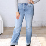 Anika High Rise Straight Leg with Cuffed Hem