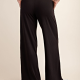 Anja Recycled Butter V Waist Wide Leg Pant - Black