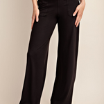 Anja Recycled Butter V Waist Wide Leg Pant - Black