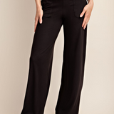 Anja Recycled Butter V Waist Wide Leg Pant - Black