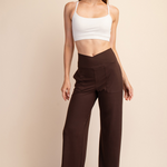 Anja Recycled Butter V Waist Wide Leg Pant - Espresso