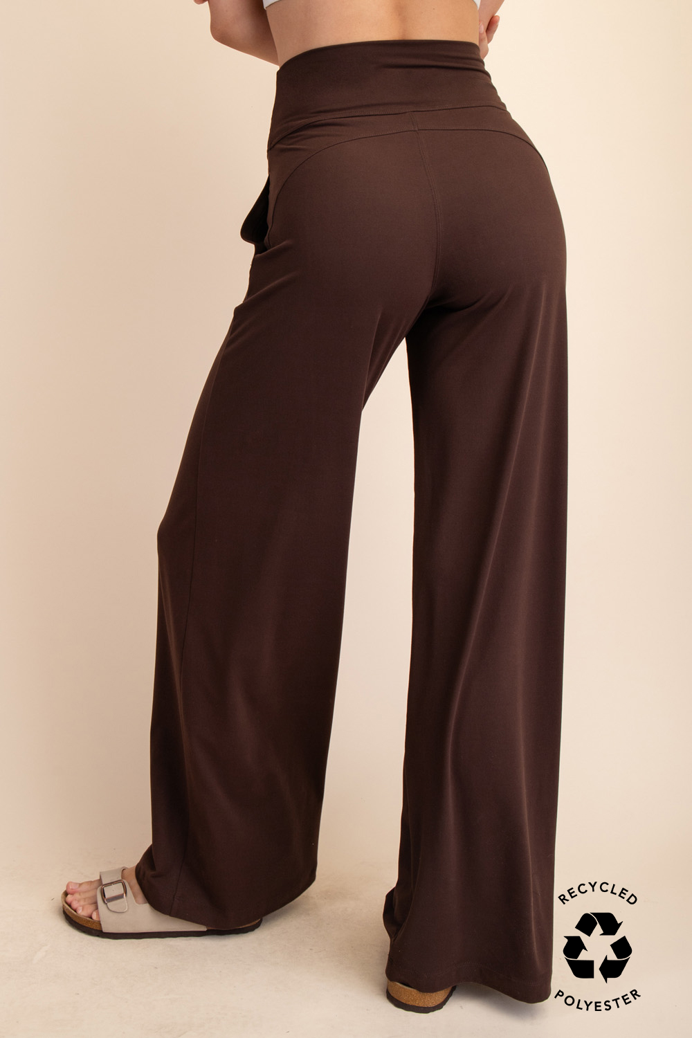 Anja Recycled Butter V Waist Wide Leg Pant - Espresso