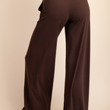 Anja Recycled Butter V Waist Wide Leg Pant - Espresso