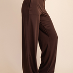 Anja Recycled Butter V Waist Wide Leg Pant - Espresso
