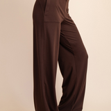 Anja Recycled Butter V Waist Wide Leg Pant - Espresso
