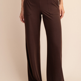 Anja Recycled Butter V Waist Wide Leg Pant - Espresso