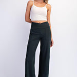 Anja Recycled Butter V Waist Wide Leg Pant - Regency Green