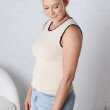 Anjelina Contrast Embroidery Tank Top FINAL SALE