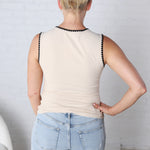 Anjelina Contrast Embroidery Tank Top FINAL SALE