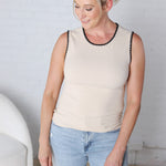 Anjelina Contrast Embroidery Tank Top FINAL SALE