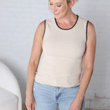 Anjelina Contrast Embroidery Tank Top FINAL SALE