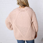 Annika Chunky Cable Knit Sweater Cardigan - Latte