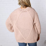 Annika Chunky Cable Knit Sweater Cardigan - Latte