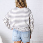 Anniston Striped Knit Cardigan - Heather Grey