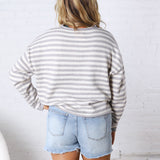 Anniston Striped Knit Cardigan - Heather Grey