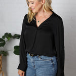 Anya Collar Band Blouse - Black