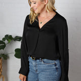 Anya Collar Band Blouse - Black