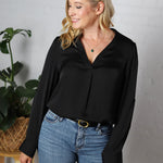 Anya Collar Band Blouse - Black