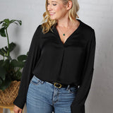 Anya Collar Band Blouse - Black