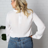 Anya Collar Band Blouse - Off White