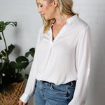 Anya Collar Band Blouse - Off White