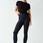Anya Essential Short Sleeve Micro-Ribbed Top - Black