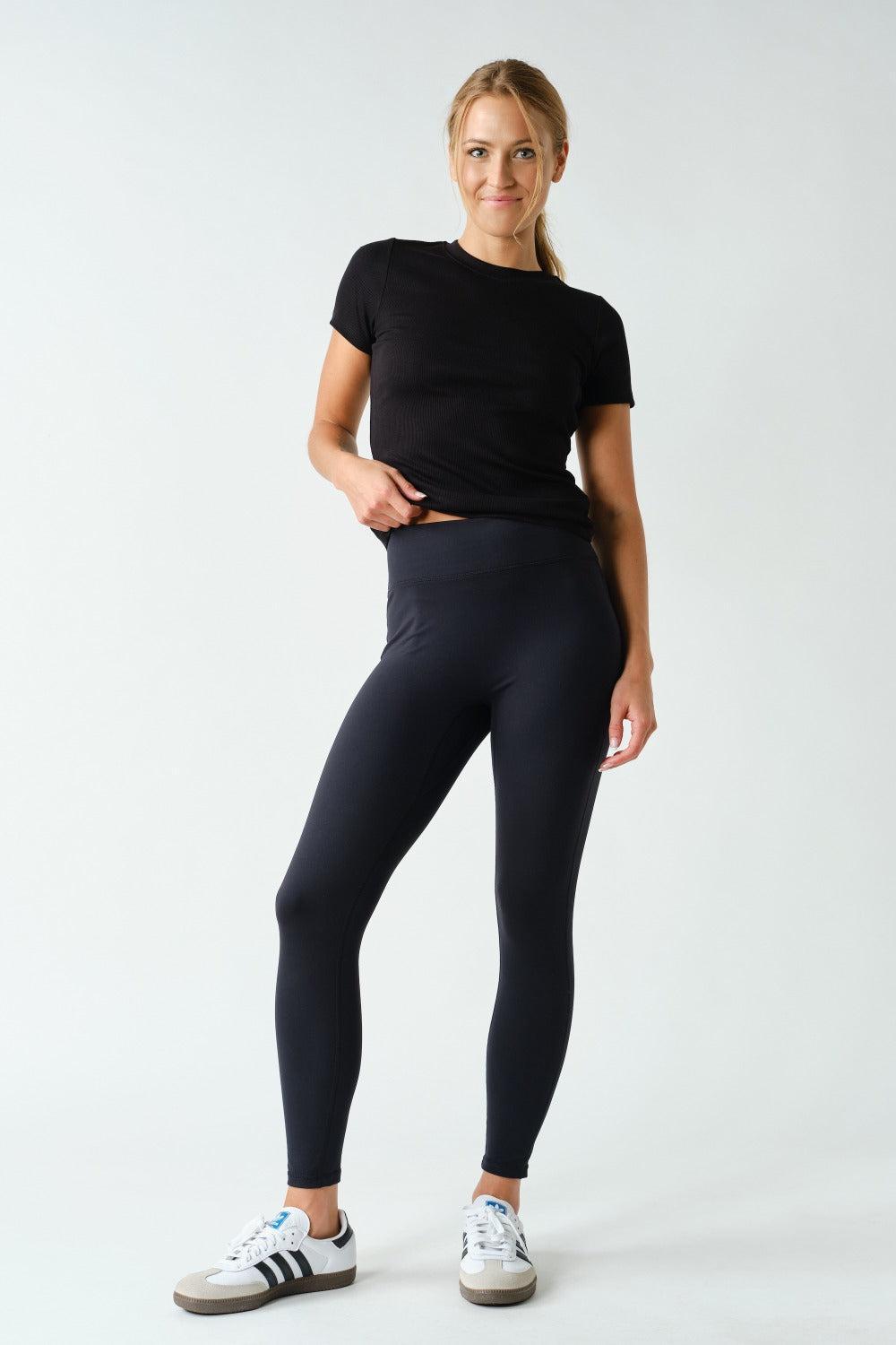 Anya Essential Short Sleeve Micro-Ribbed Top - Black