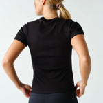 Anya Essential Short Sleeve Micro-Ribbed Top - Black
