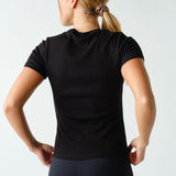 Anya Essential Short Sleeve Micro-Ribbed Top - Black